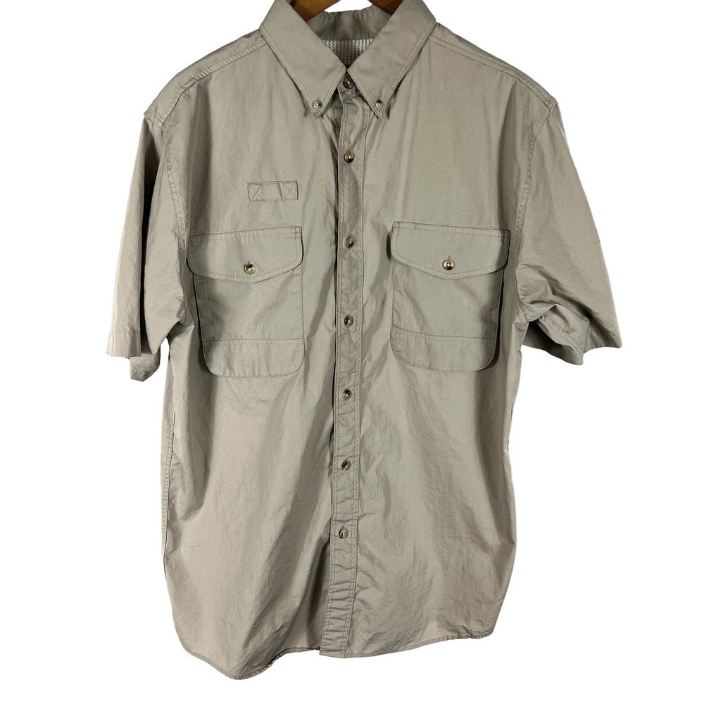COOSA COUNTY CLOTHIERS SHORT SLEEVE COTTON FISHING SHIRT KHAKI‎ MEDIUM PRE-OWNED